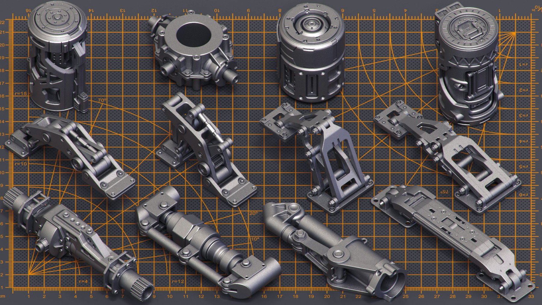 Mega Pack Sci-Fi Hard Surface KITBASH 400 DETAILS