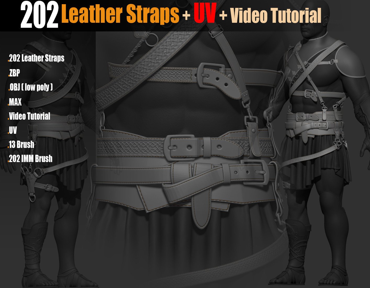 202 IMM Brush Leather Straps Vol 02 + UV + Video Tutorial