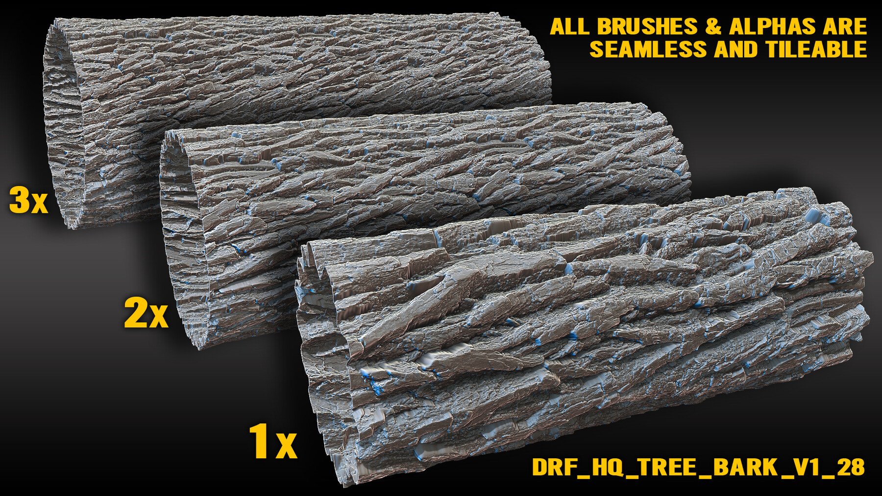 Ultra HQ Tree Bark Seamless Sculpt Zbrush brushes + Alphas (Blender, Substance, etc.) Vol.1