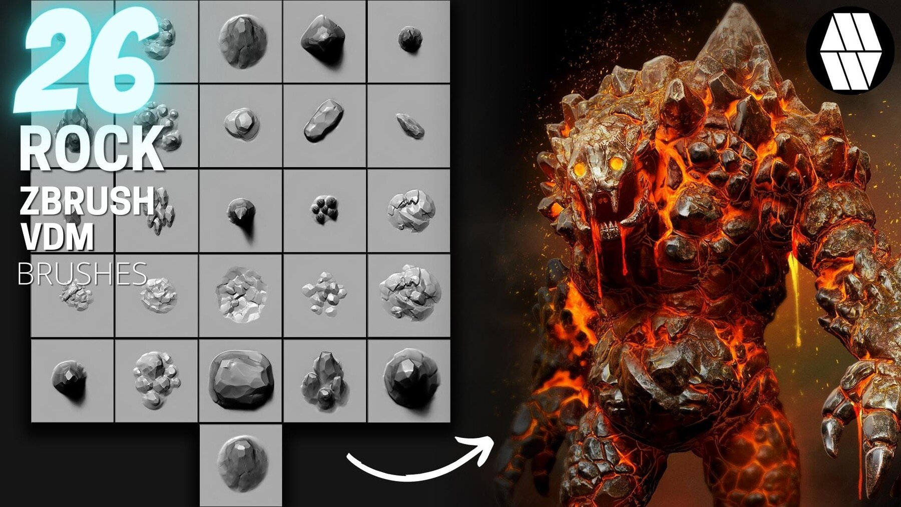 26 ROCK VDM Brush - Custom made Brush to use in ZBrush