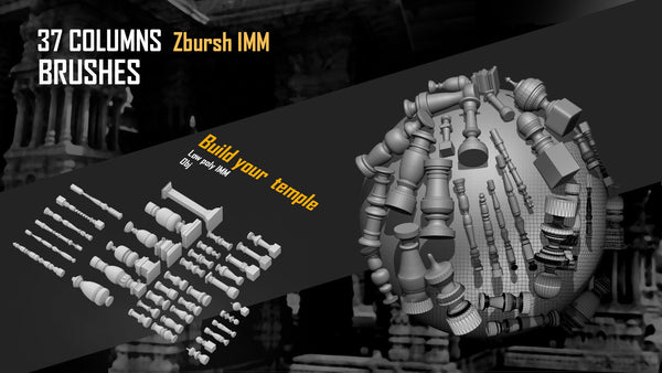 37 Columns Zbursh IMM brushes (Temple Builder kitbash (obj) )