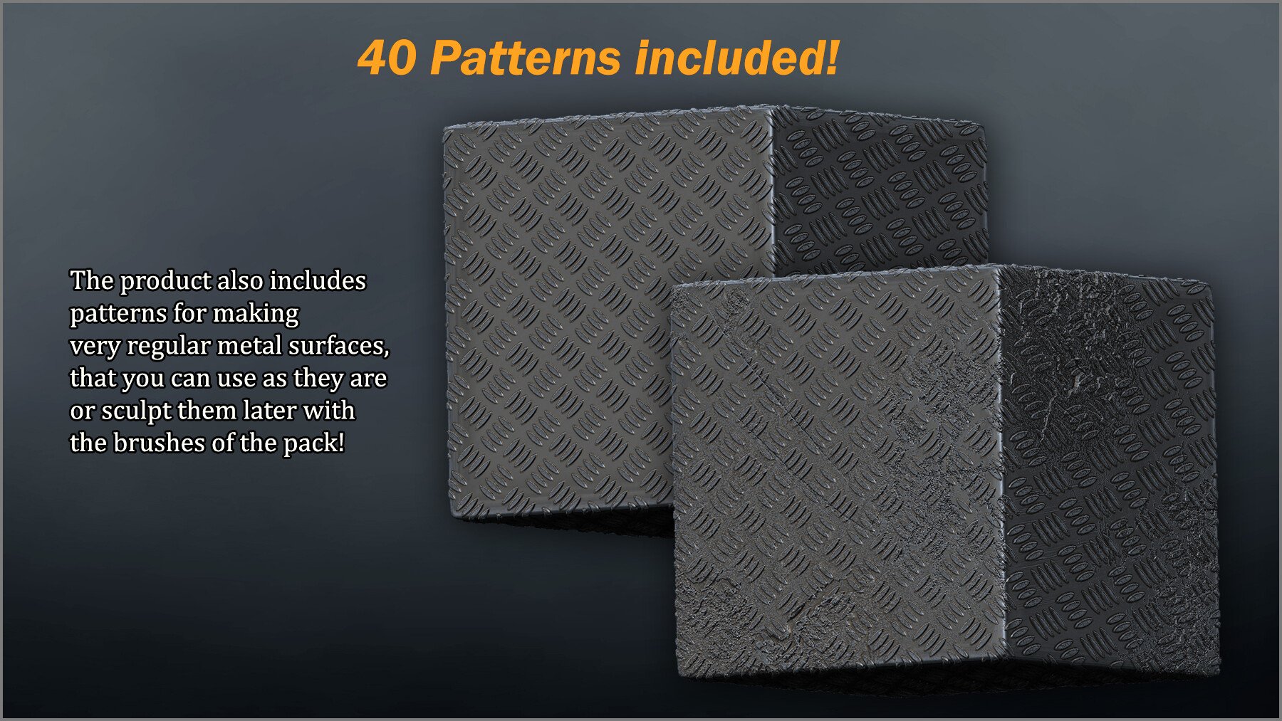 Metal Surface Maker 300 ZBrush Brushes, 75 Alphas, and 40 Patterns