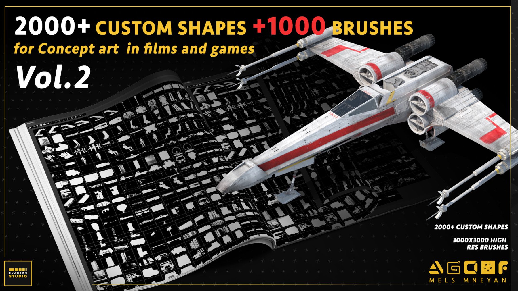 2000+Custom Shapes 1000+Kitbash Brushes for Concept Art(DEMO VIDEO) Mega Pack vol.2