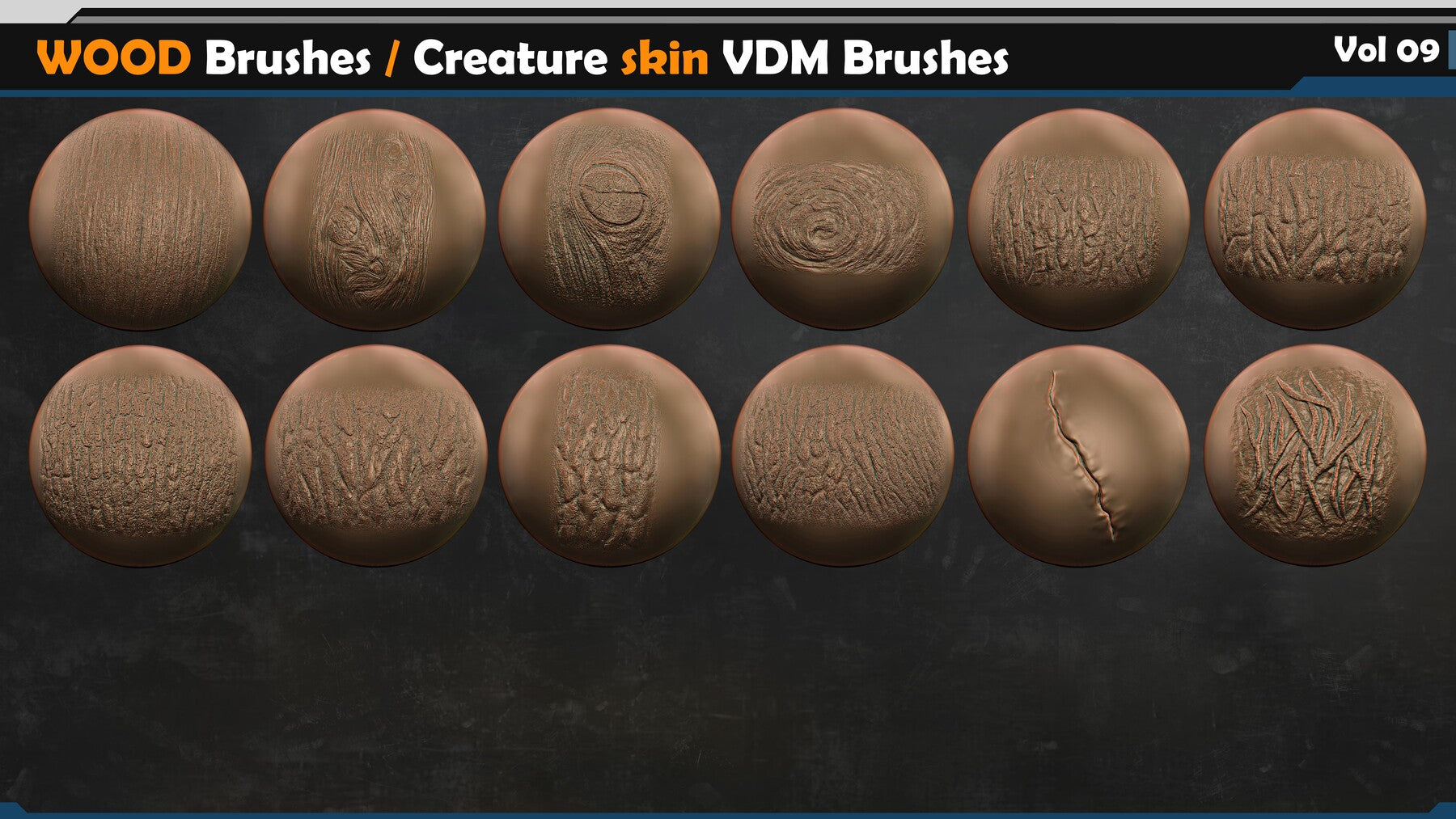 WOOD Brushes / Creature skin VDM Brushes Vol 09