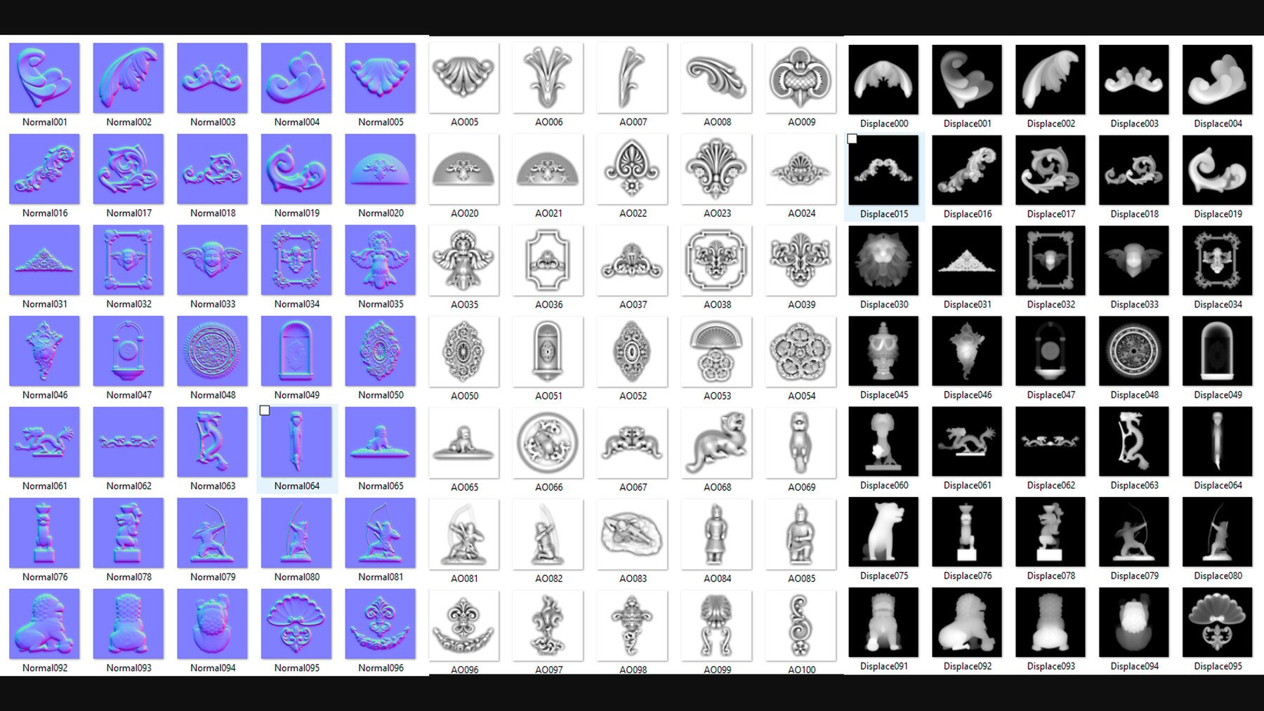 350+ ANTIC Tracery Alphas : Normal : AO : Displace