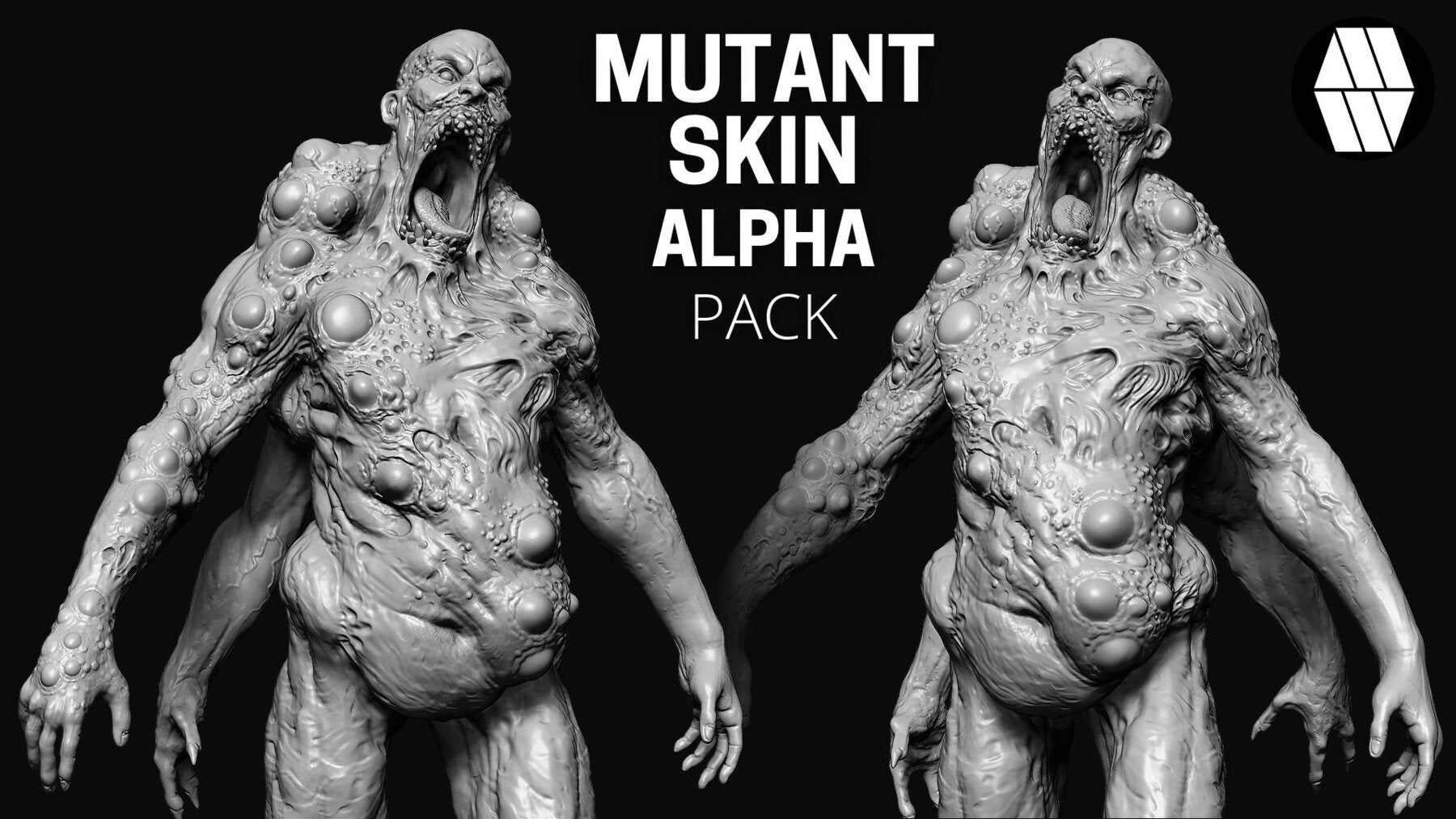 30 Mutant Skin Alphas and VDM Brushes - Custom made Skin Alphas to use in ZBrush