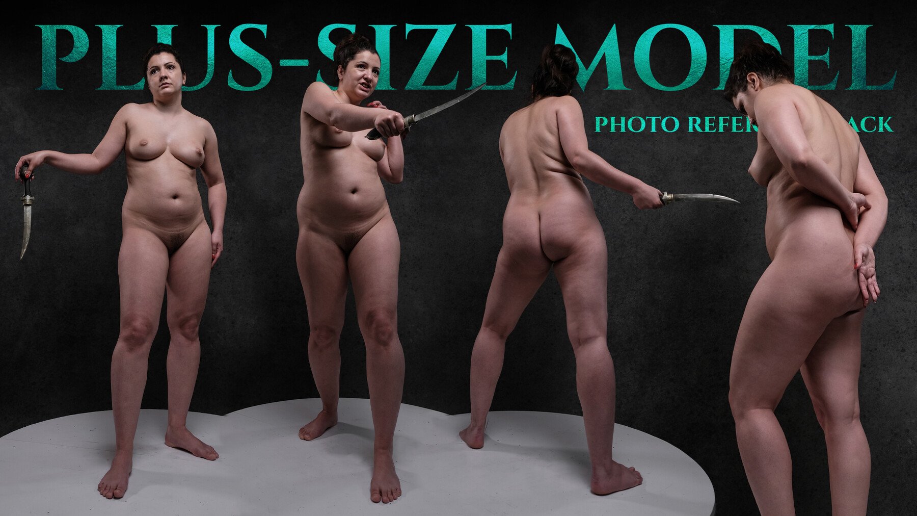 A Plus-Size Naked Model Photo Reference Pack For Artists 1124 JPEGs