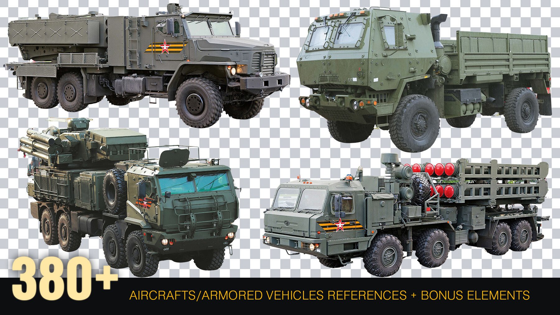 380 + Military Aircraft And Armored Vehicles Reference pack [Cutouts] PNG