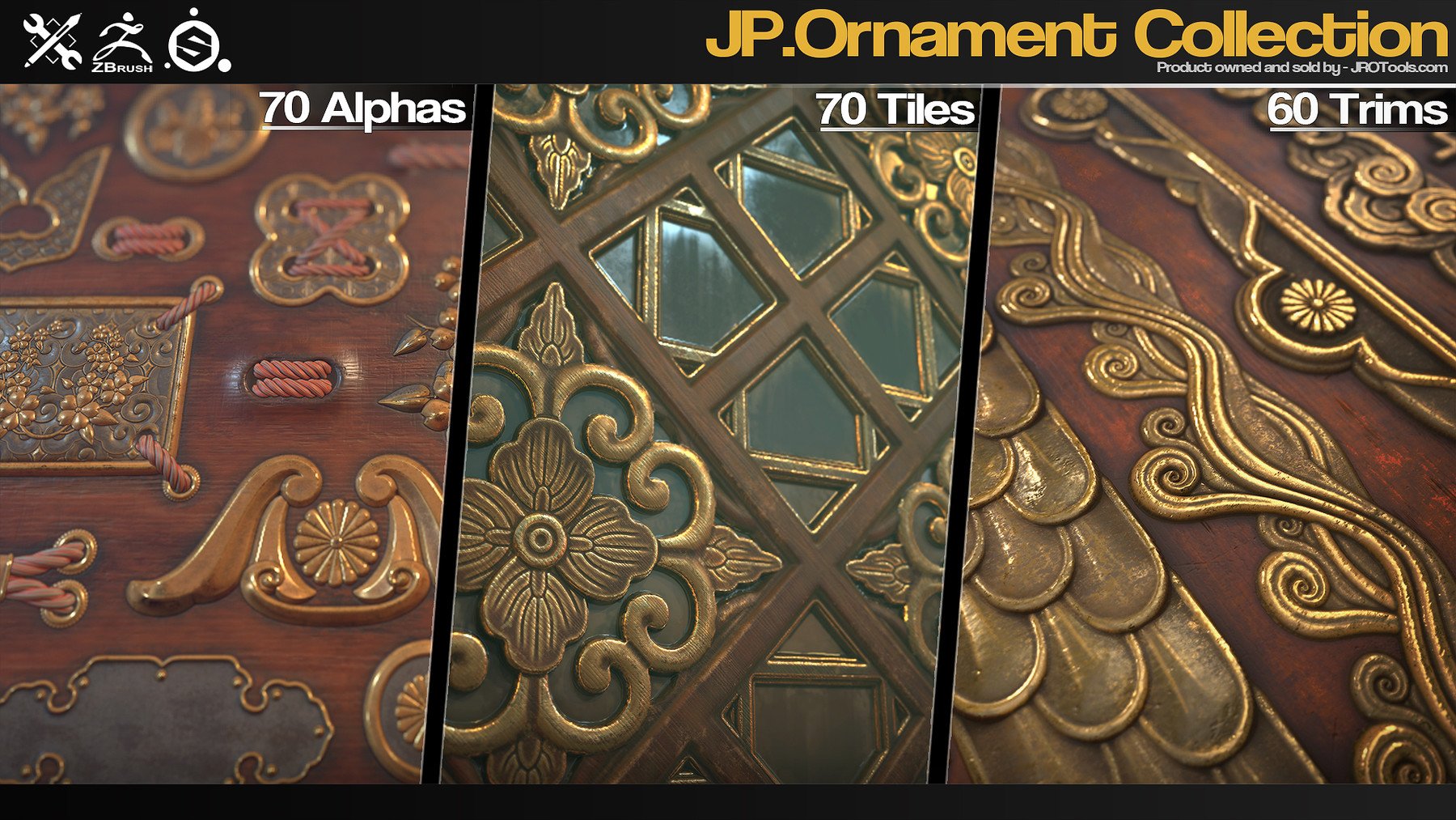 ZBrush/SP - JP.Ornament Alpha/Trim/Tile Collection