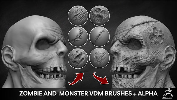 50 Zombie And Monster VDM Brushes + Alpha