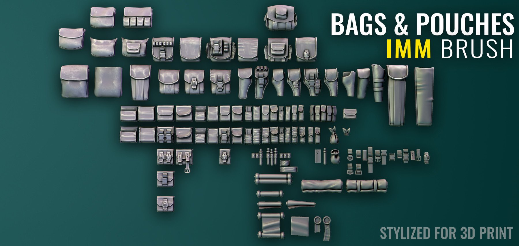 Bags & Pouches IMM - Zbrush - Stylized for 3D Print