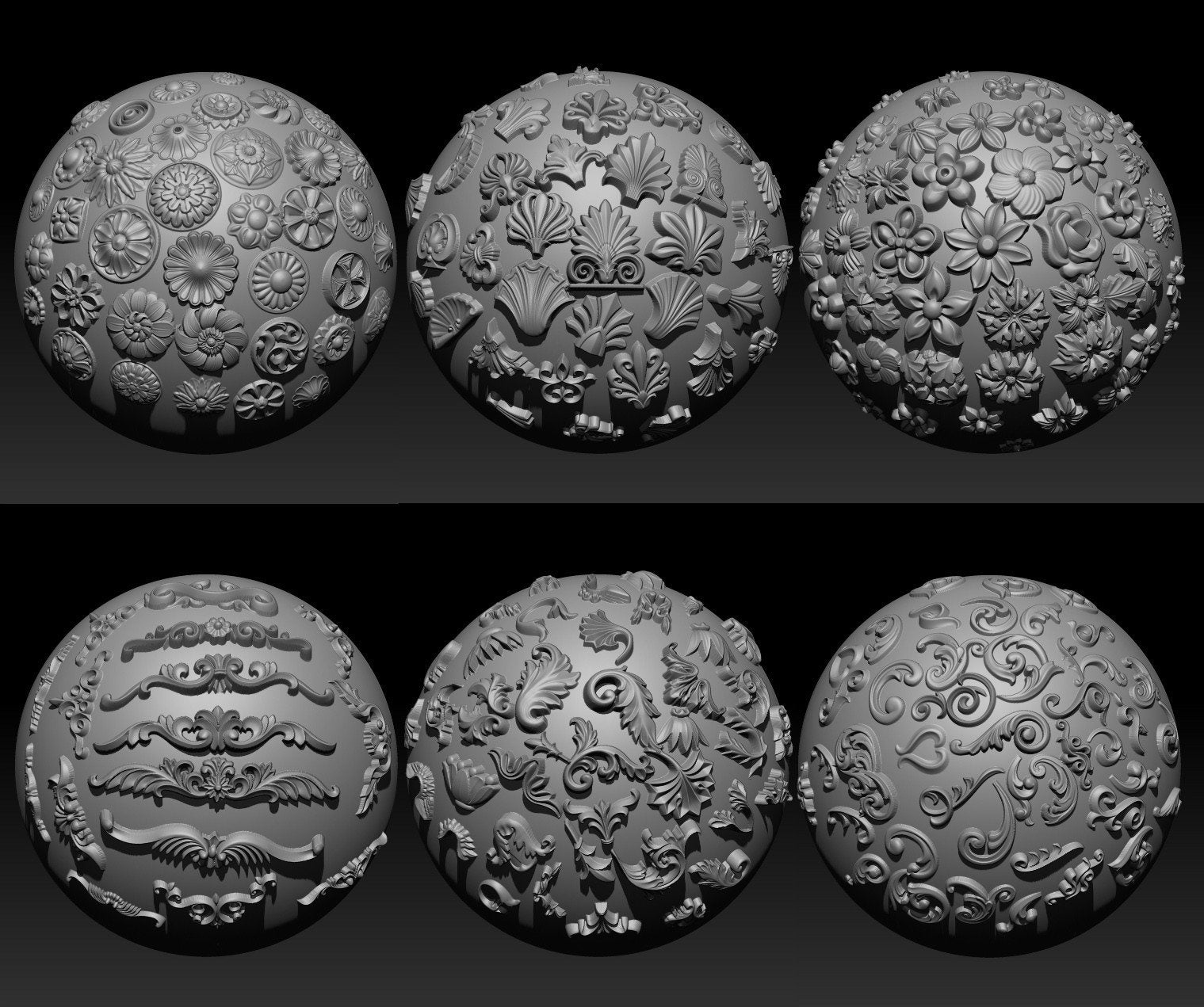 150 Ornament Brushes, 4K Alphas and 3D Models, Vol.01