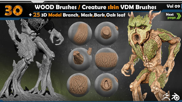 WOOD Brushes / Creature skin VDM Brushes Vol 09