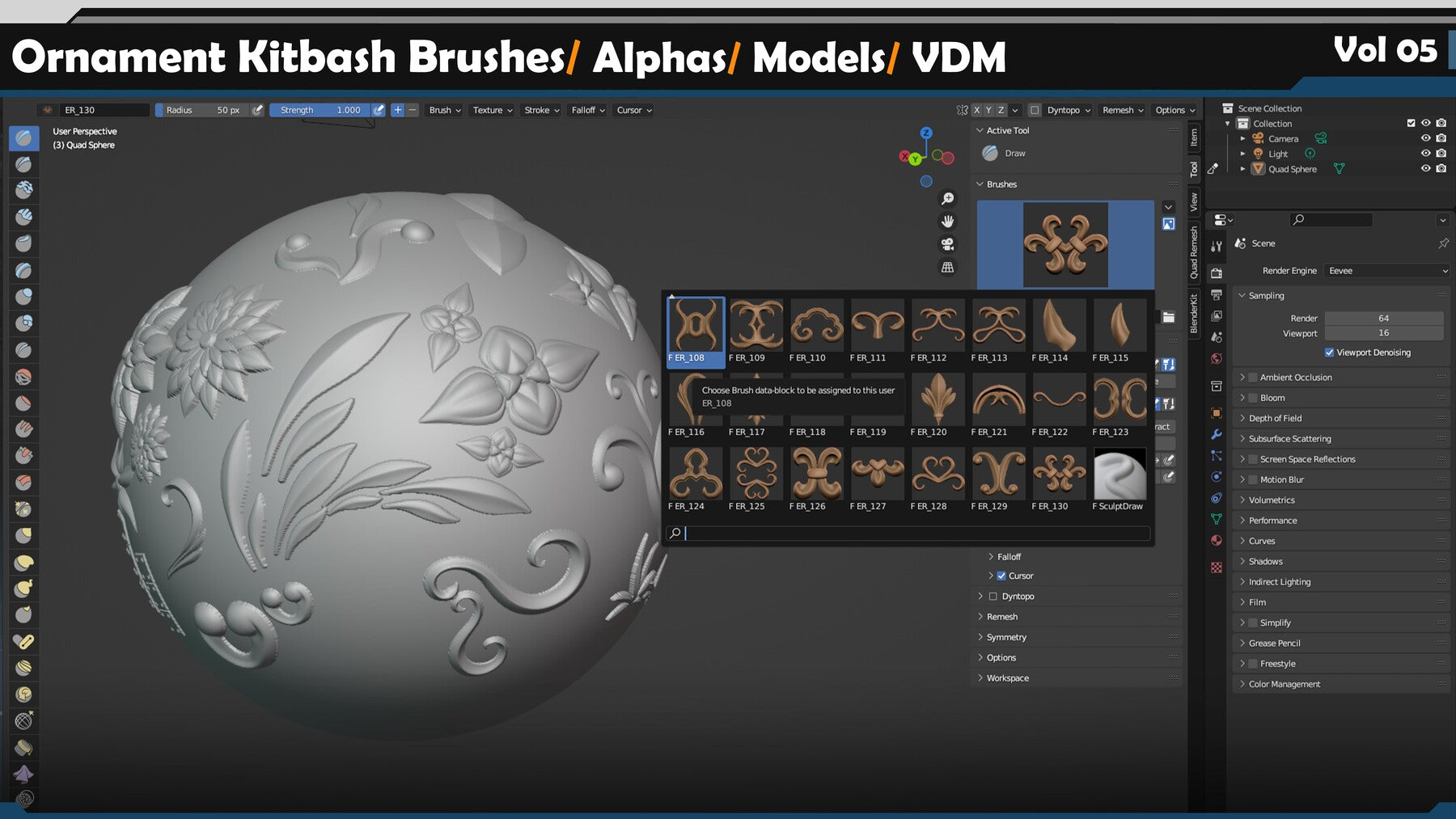 Ornament Kitbash Brushes / Alphas / Models / VDM Vol 05