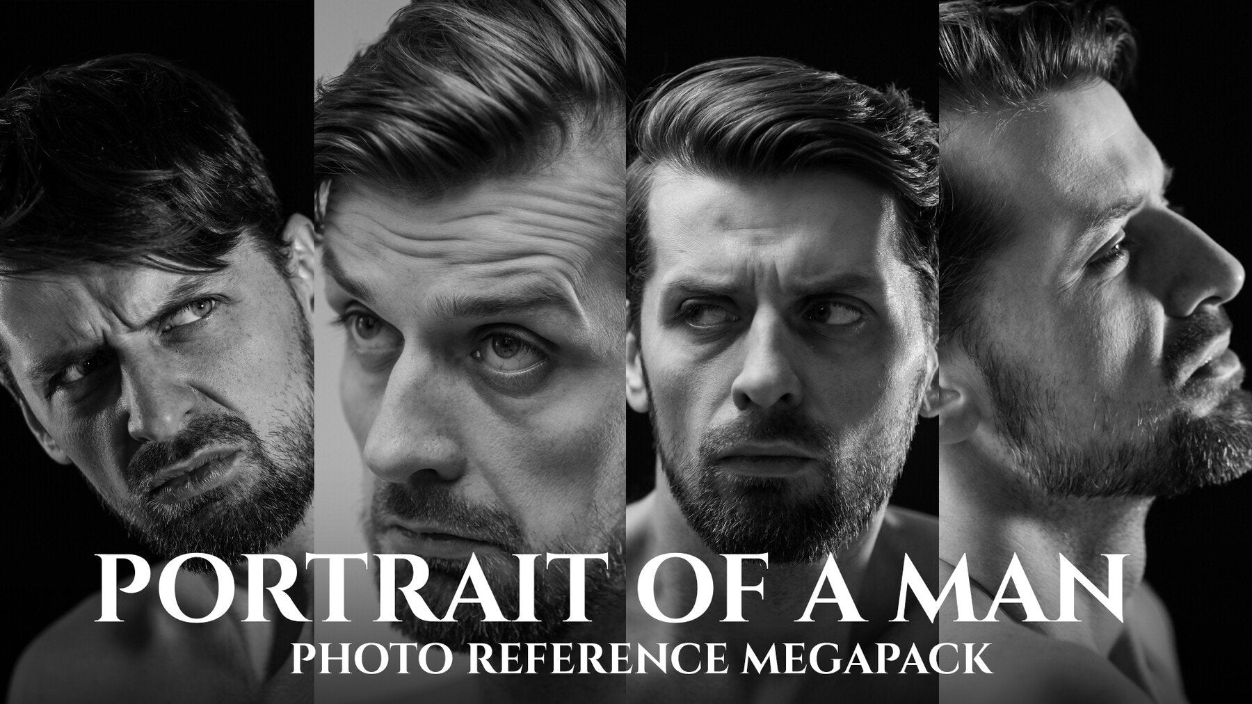 A Portrait of a man Color vs B&W - Photo Reference Pack