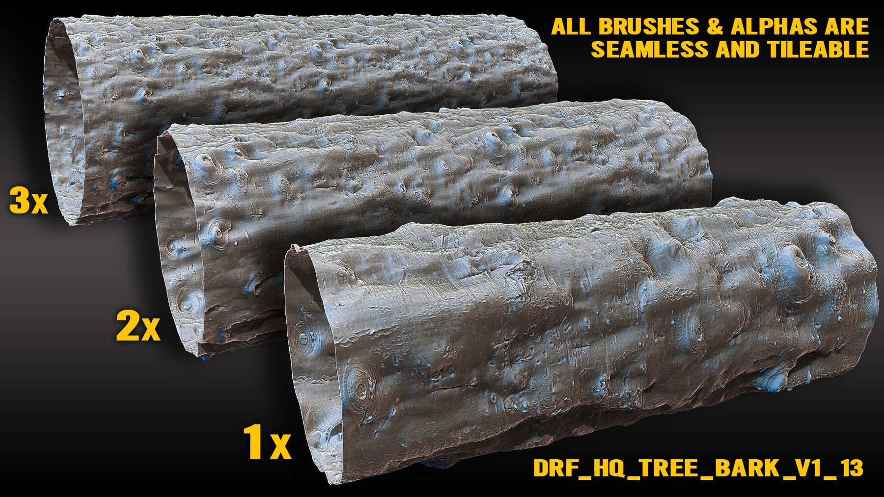 Ultra HQ Tree Bark Seamless Sculpt Zbrush brushes + Alphas (Blender, Substance, etc.) Vol.1