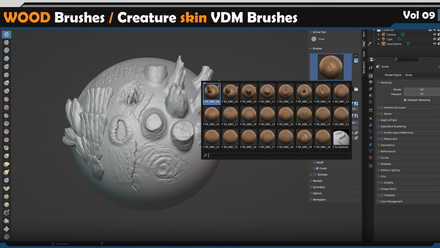 WOOD Brushes / Creature skin VDM Brushes Vol 09