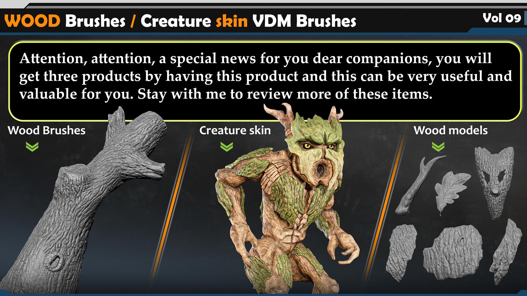 WOOD Brushes / Creature skin VDM Brushes Vol 09