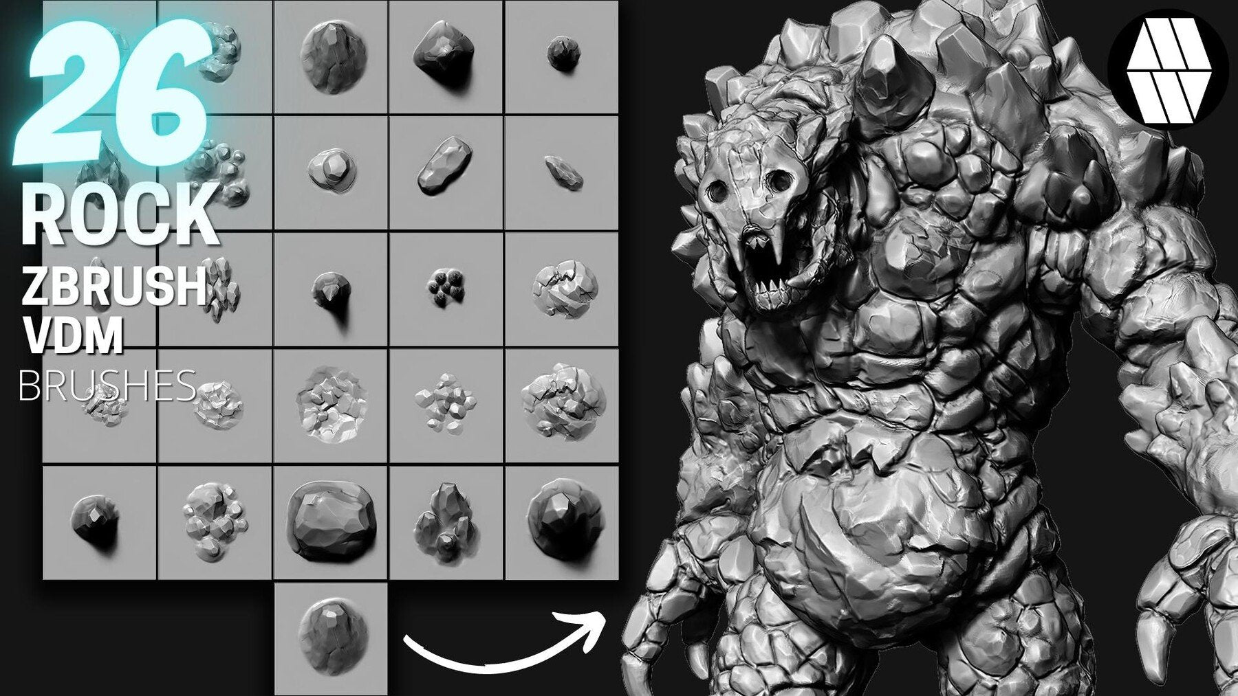 26 ROCK VDM Brush - Custom made Brush to use in ZBrush