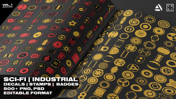 SCI FI & INDUSTRIAL DECALS|STAMPS|BADGES [500+] Collection