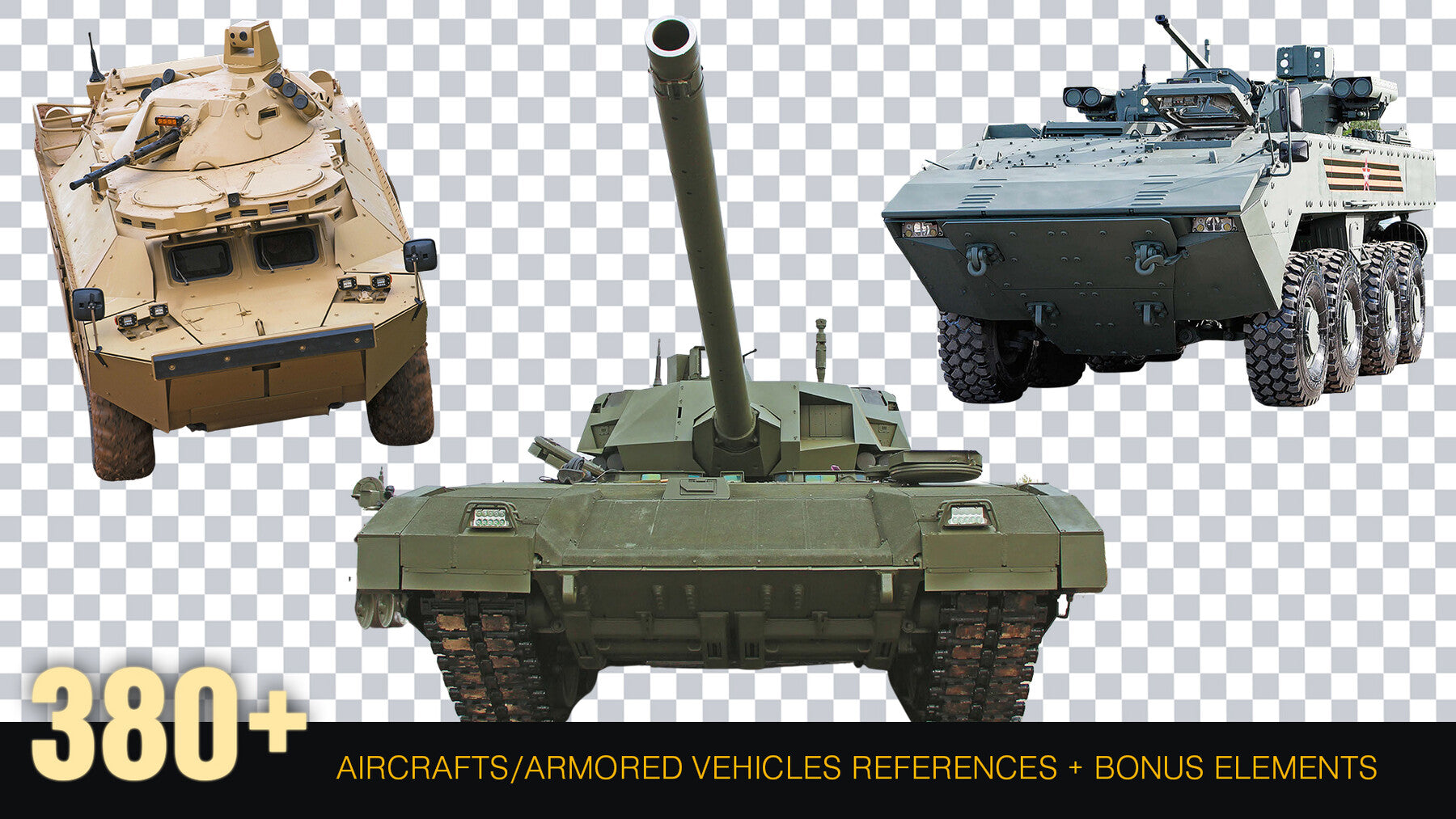 380 + Military Aircraft And Armored Vehicles Reference pack [Cutouts] PNG