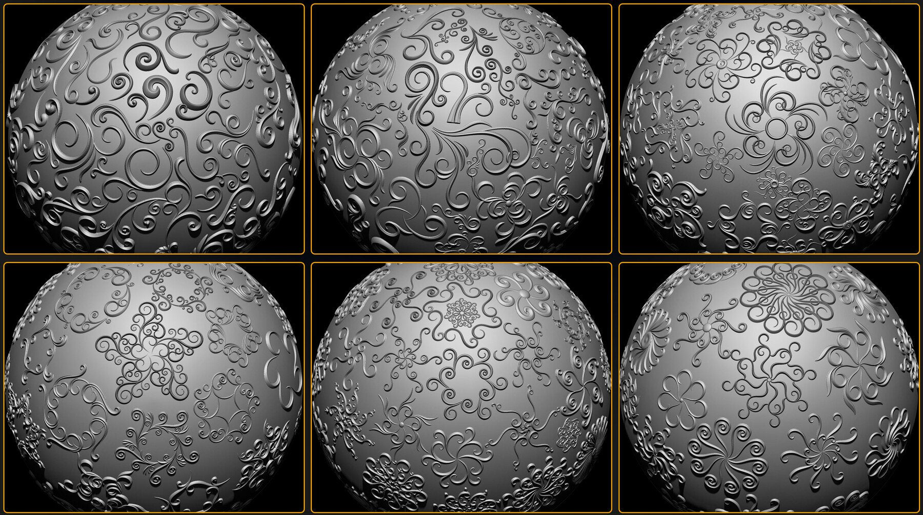 407 Floral Ornament Brushes, 4K Alphas and 3D Models, Vol.02