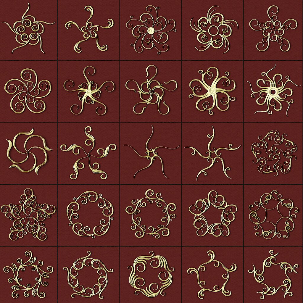 407 Floral Ornament Brushes, 4K Alphas and 3D Models, Vol.02