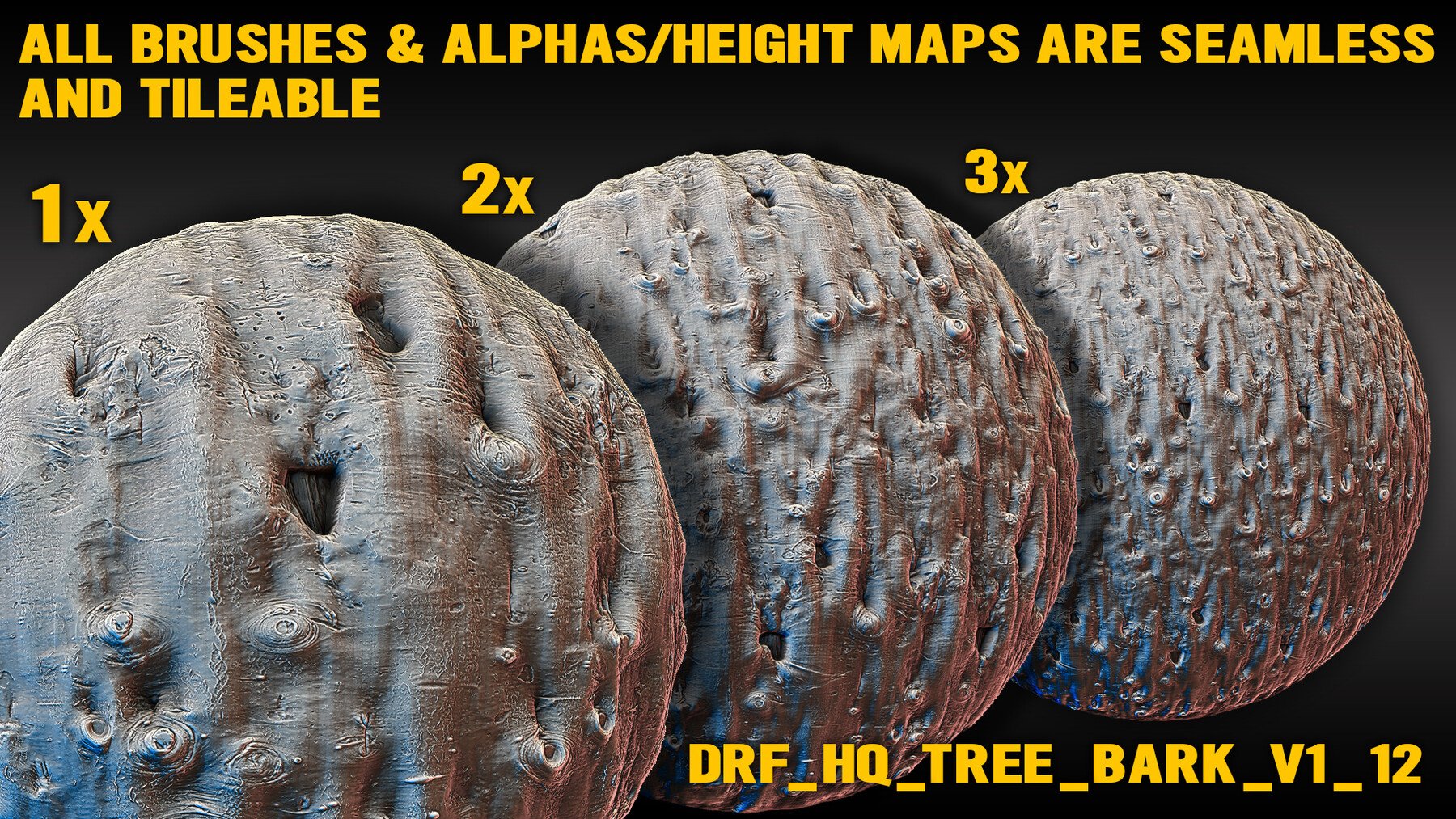 Ultra HQ Tree Bark Seamless Sculpt Zbrush brushes + Alphas (Blender, Substance, etc.) Vol.1