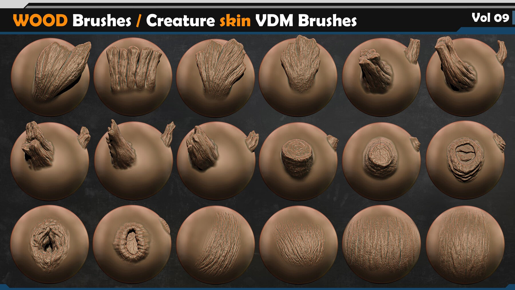 WOOD Brushes / Creature skin VDM Brushes Vol 09