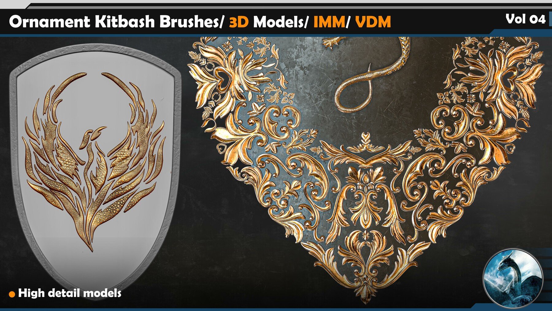 Ornament Kitbash Brushes / 3D Models / IMM / VDM Vol 04