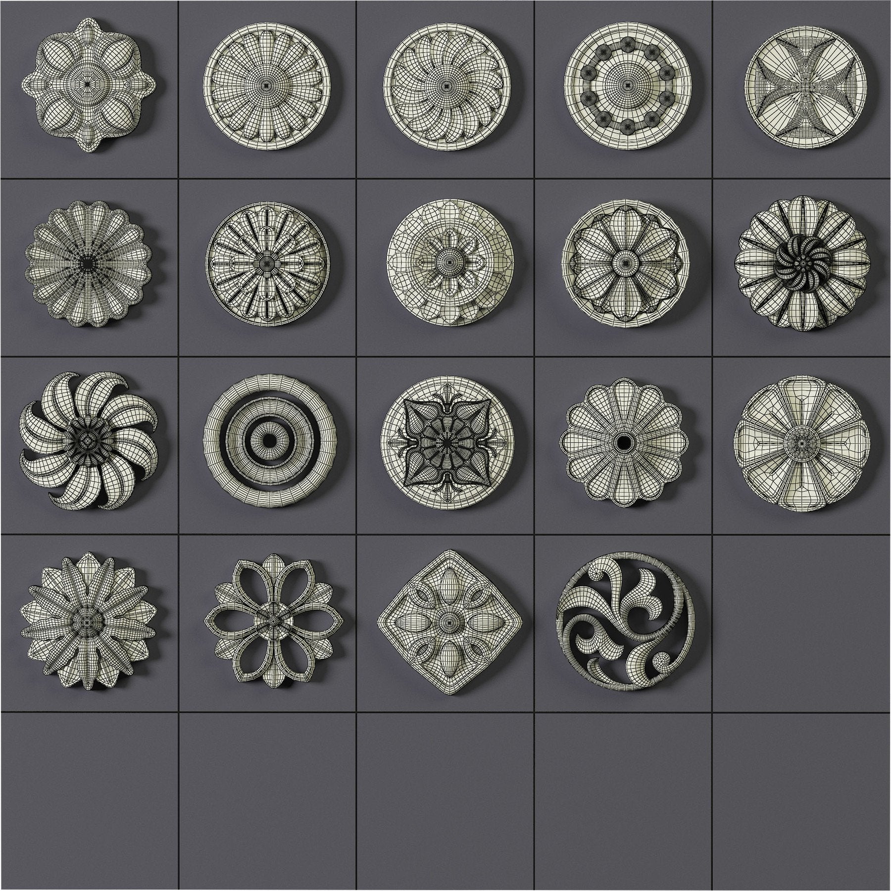 150 Ornament Brushes, 4K Alphas and 3D Models, Vol.01