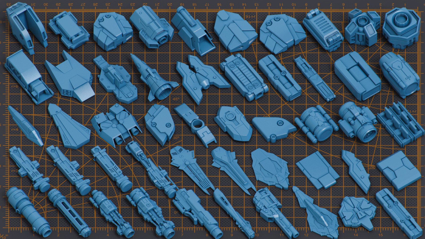 Mega Pack Sci-Fi Hard Surface KITBASH 500 DETAILS