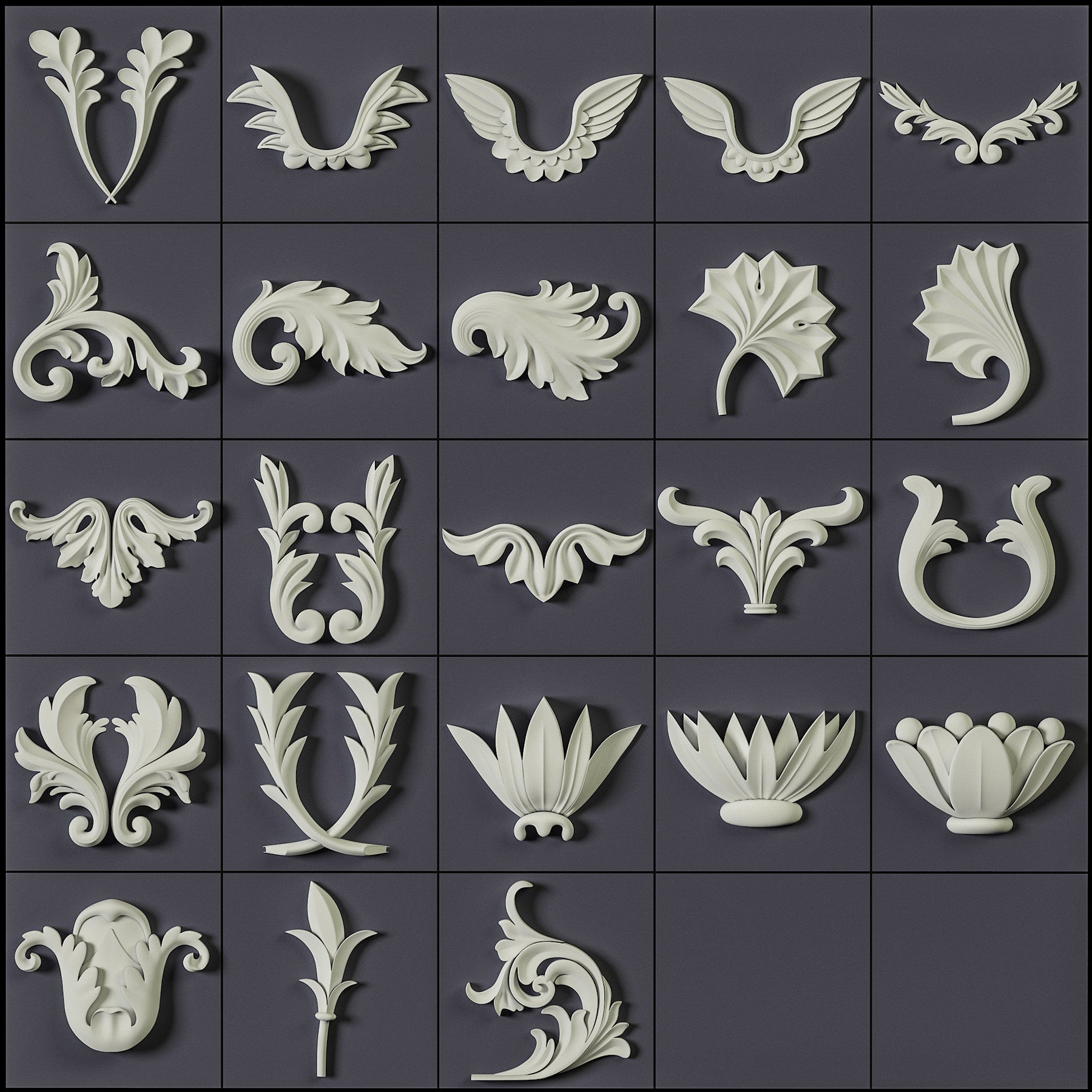 150 Ornament Brushes, 4K Alphas and 3D Models, Vol.01