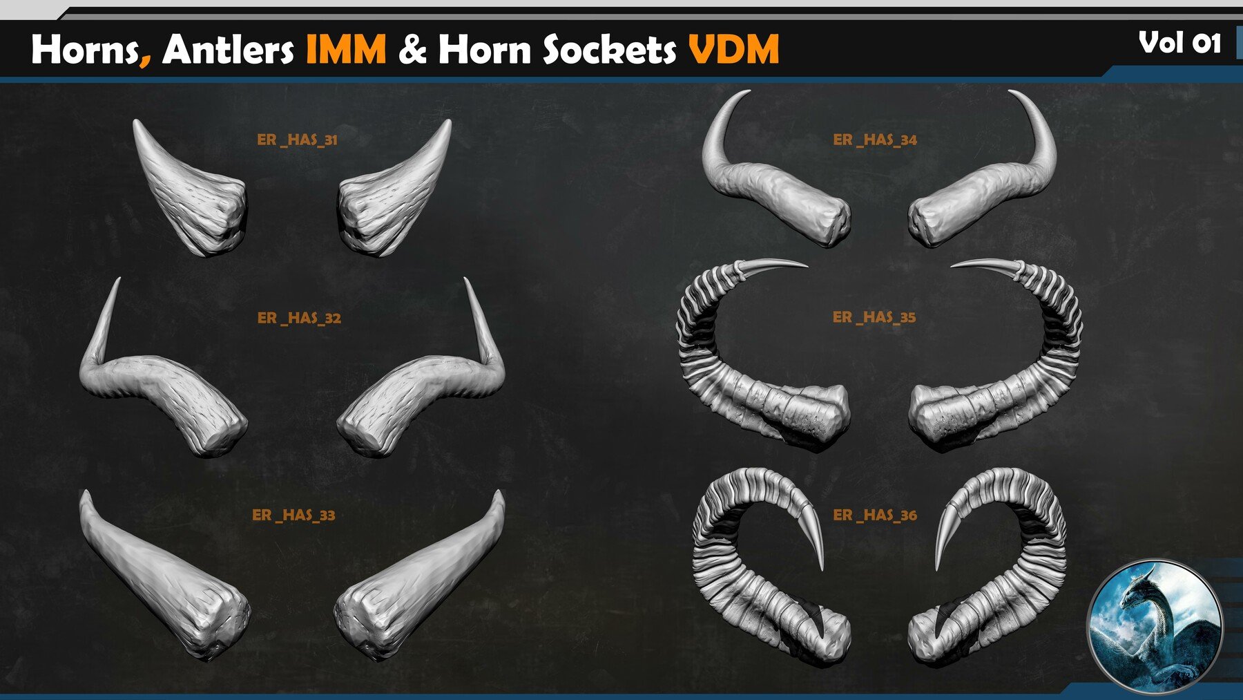 Horns and Antlers IMM & Horn Sockets VDM Vol 01