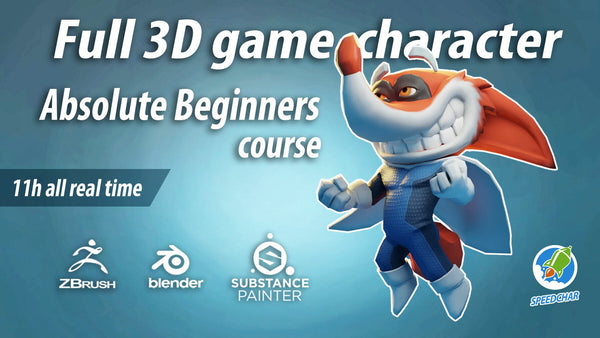 Zbrush-Blender-Substance Painter full 3D character for game Absolute beginners course