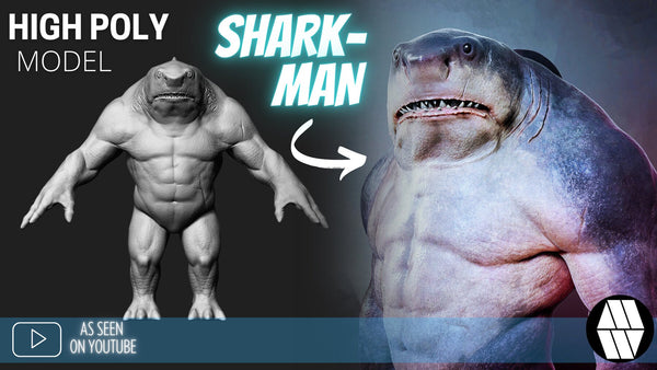 ZBrush Model: SHARK-MAN High Poly ZTL & FBX