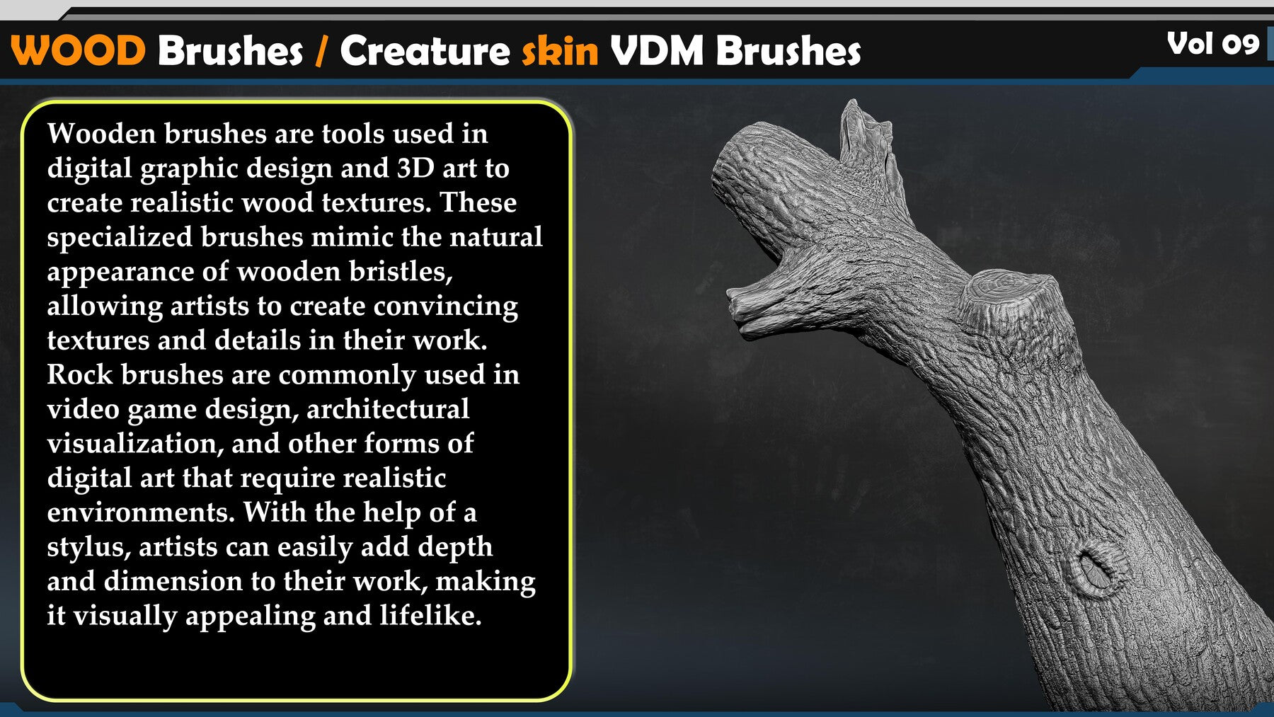 WOOD Brushes / Creature skin VDM Brushes Vol 09