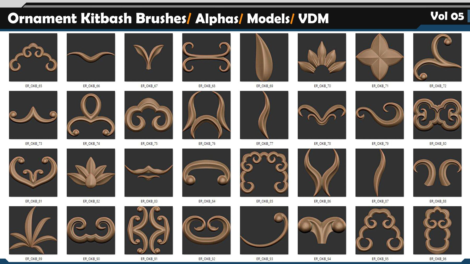 Ornament Kitbash Brushes / Alphas / Models / VDM Vol 05