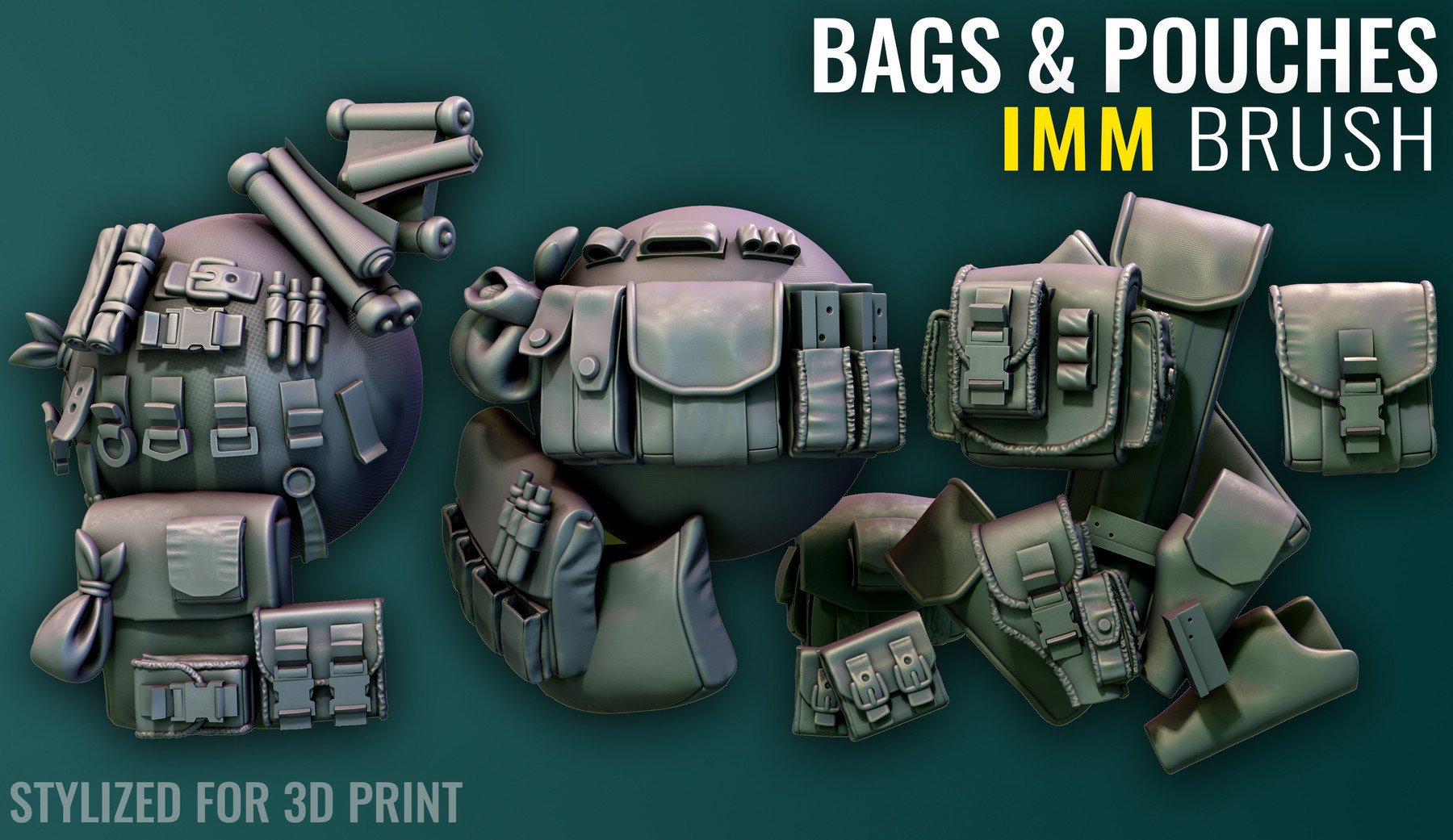 Bags & Pouches IMM - Zbrush - Stylized for 3D Print