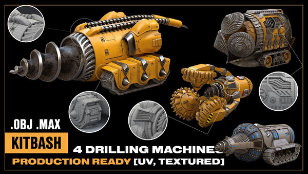 MINI KITBASH | 4 DRILLING MACHINES [PRODUCTION READY & UV TEXTURED]