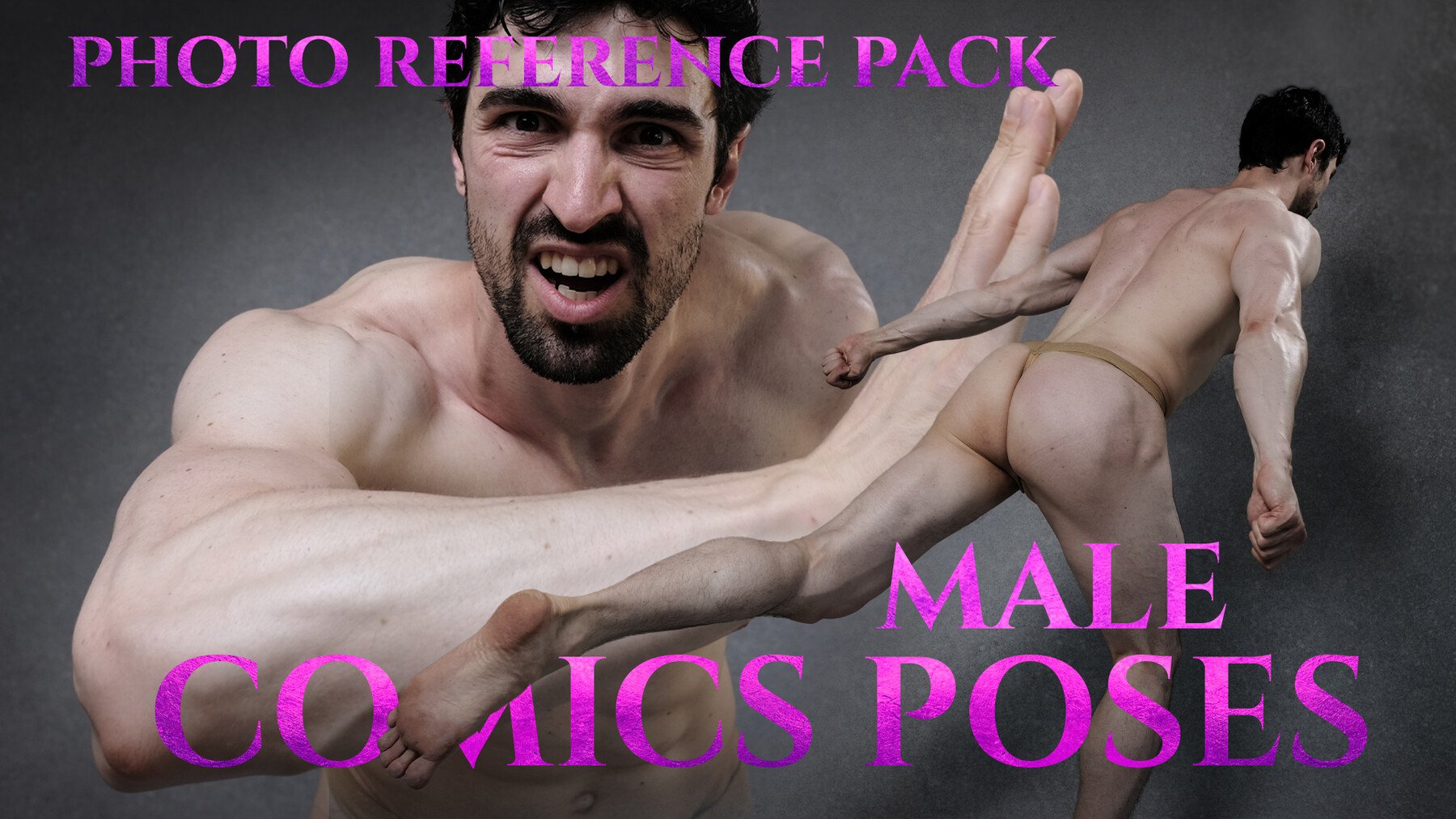 (A) Male Comics Poses - Reference Photo Pack For Artists 532 JPEGs