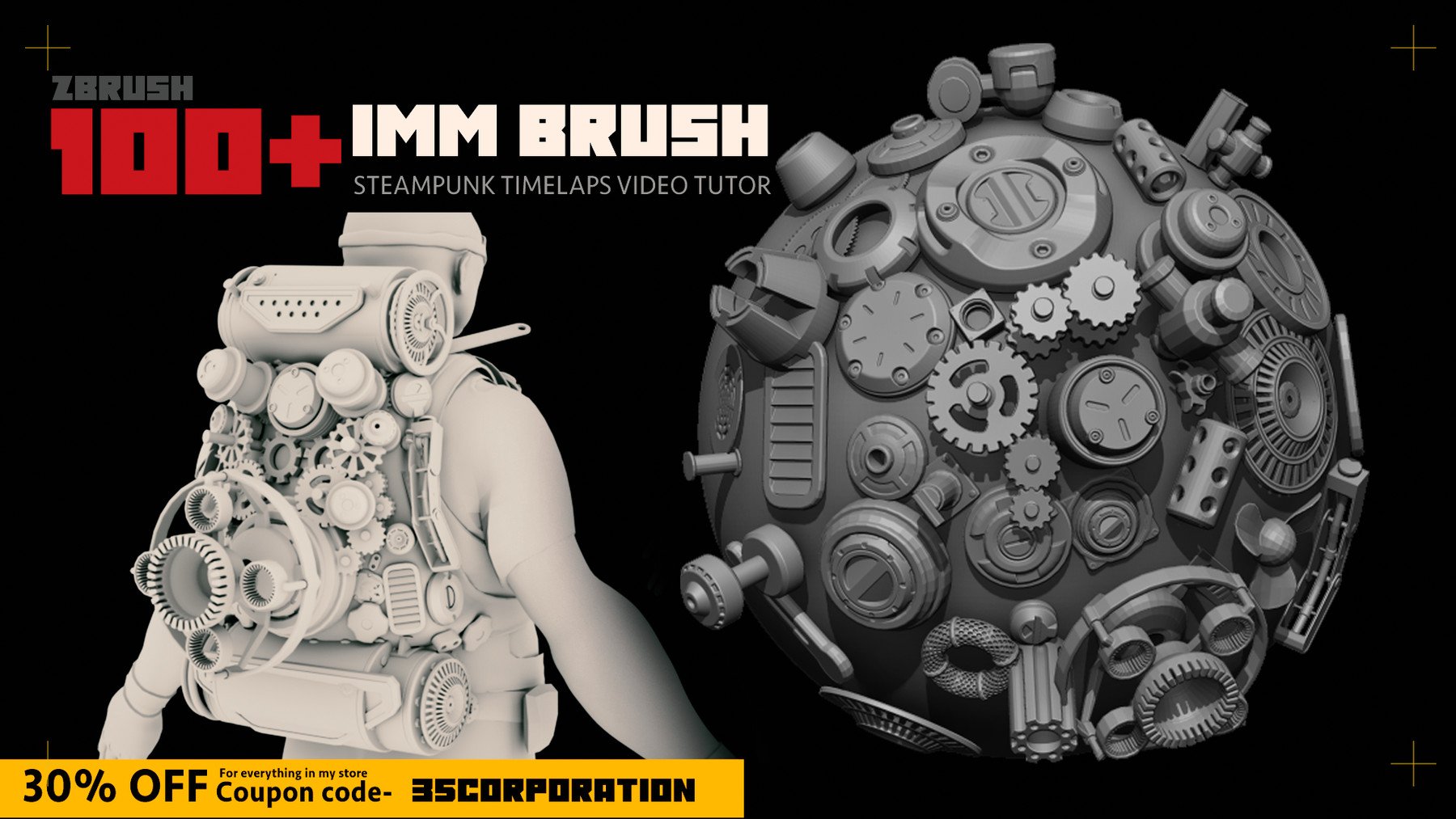 100 IMM brushes for Surface detalization (Game ready topology)