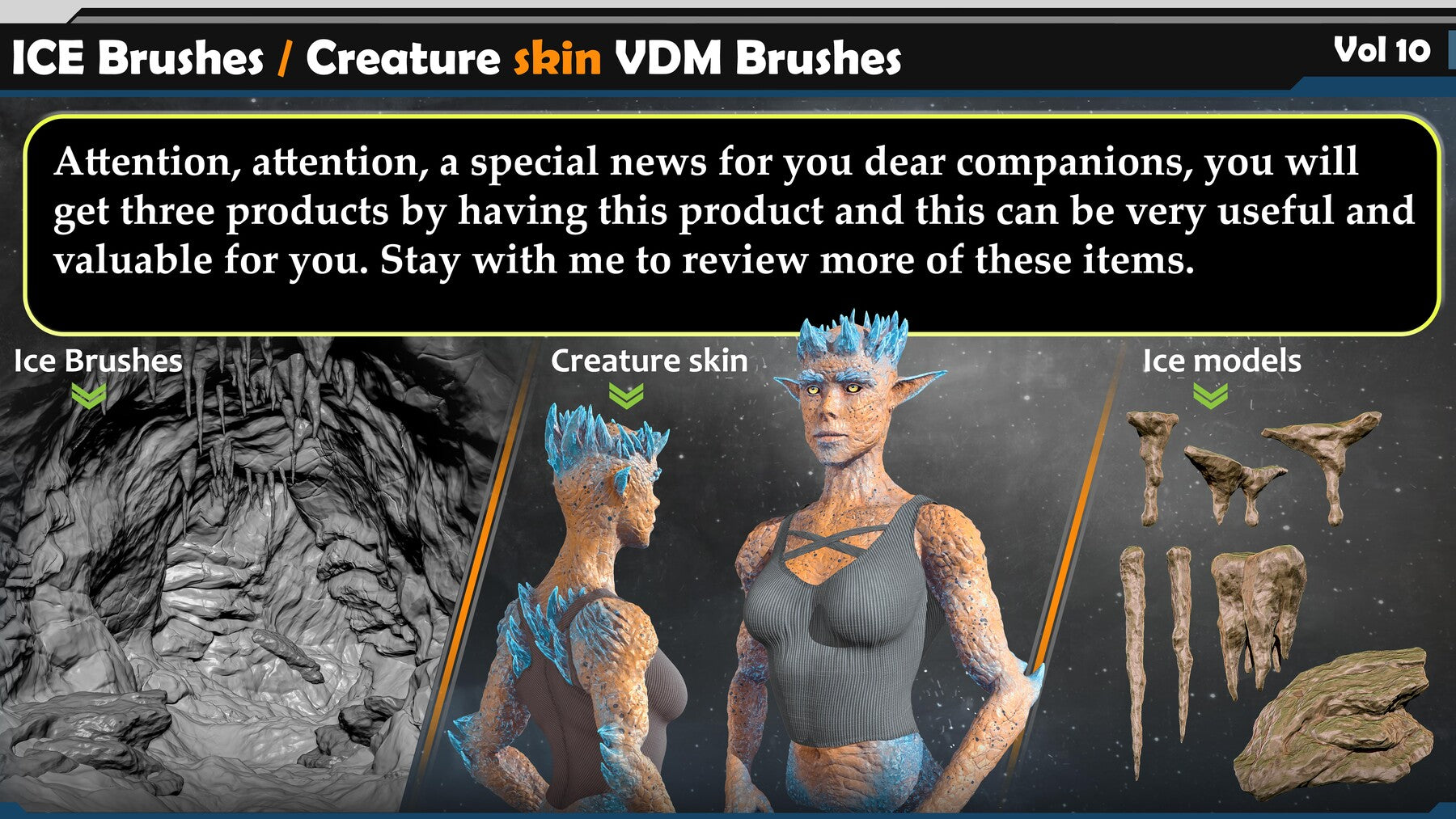 ICE Brushes / Creature skin VDM Brushes Vol 10