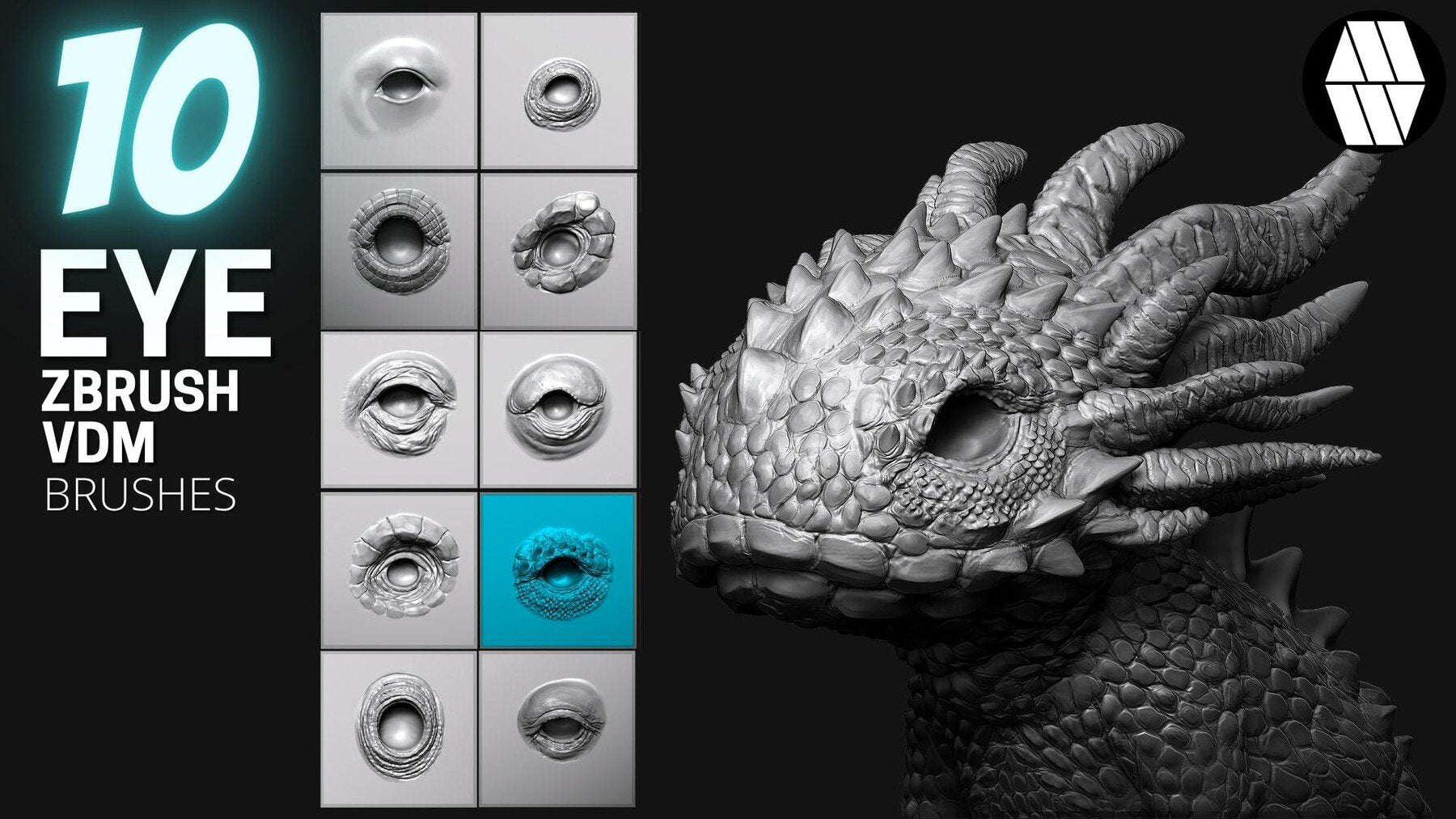 10 EYE VDM Brush - Custom made Brush to use in ZBrush Sculpting