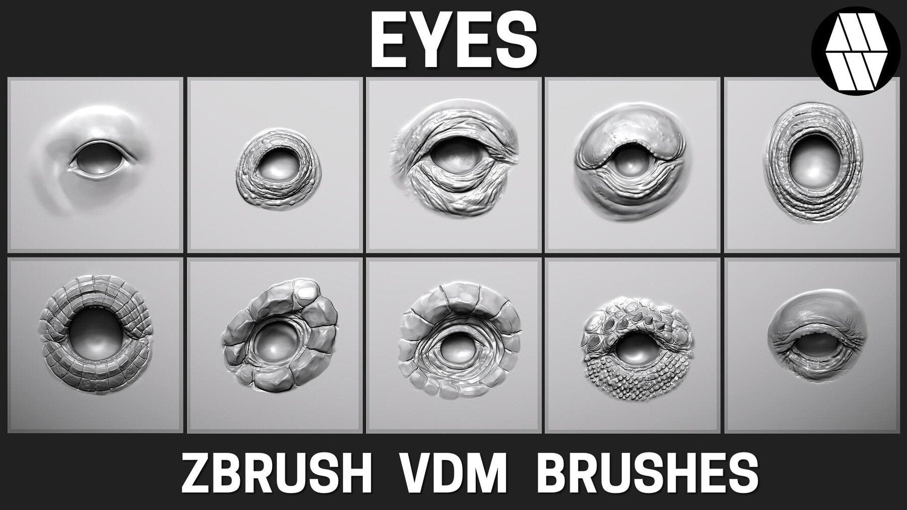 10 EYE VDM Brush - Custom made Brush to use in ZBrush Sculpting