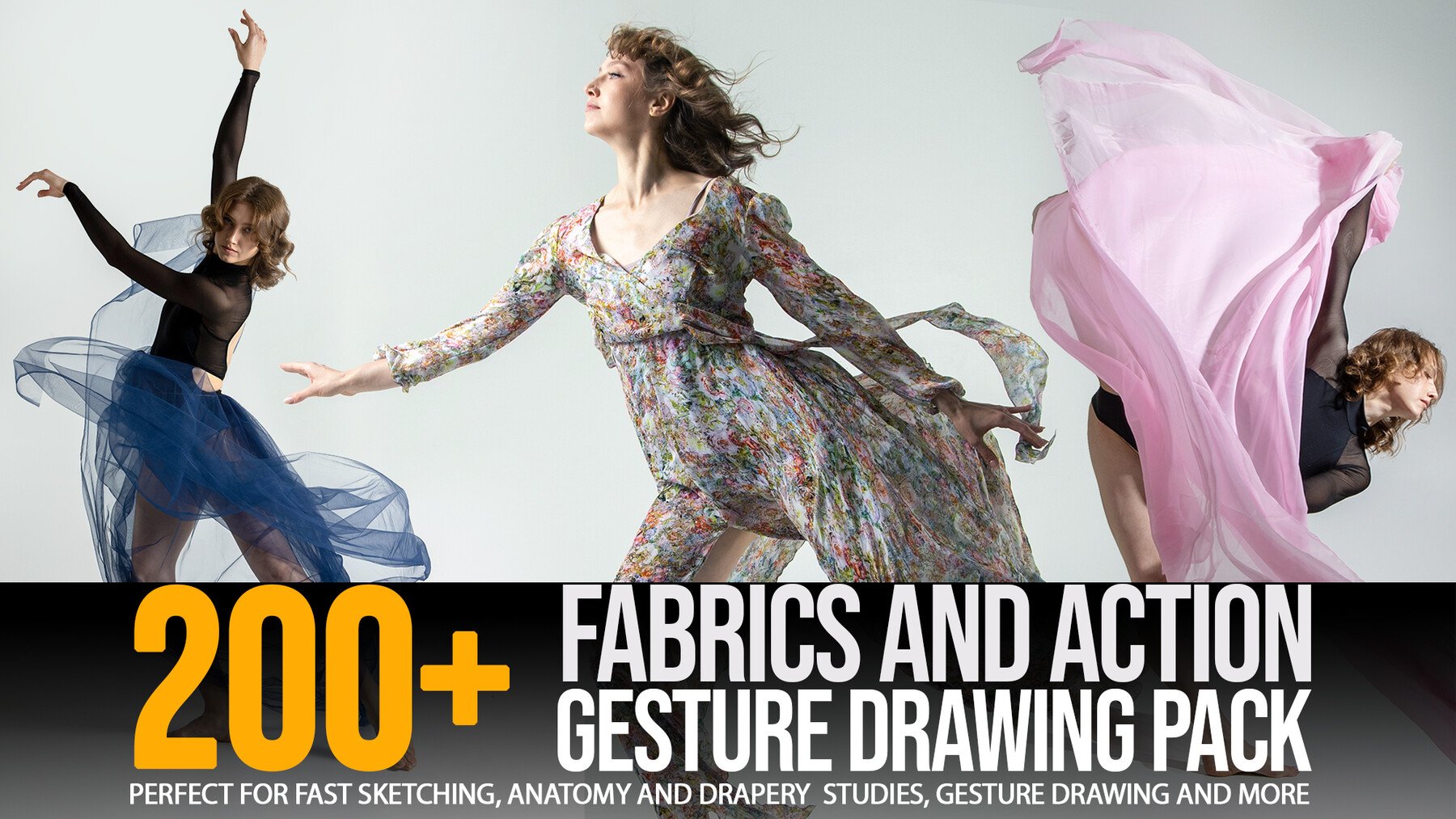 200+ Fabrics & Action Gesture Drawing Pack