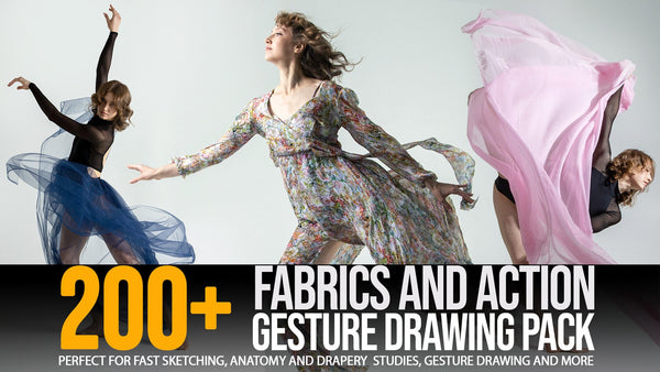 200+ Fabrics & Action Gesture Drawing Pack