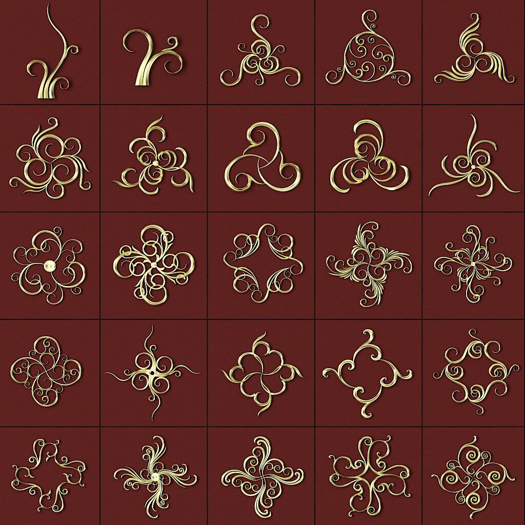 407 Floral Ornament Brushes, 4K Alphas and 3D Models, Vol.02