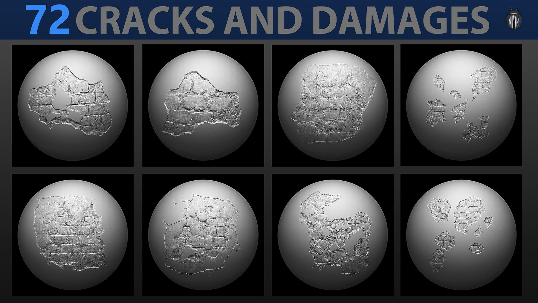 Cracks And Damages 4K Brushes and Alpha Pack