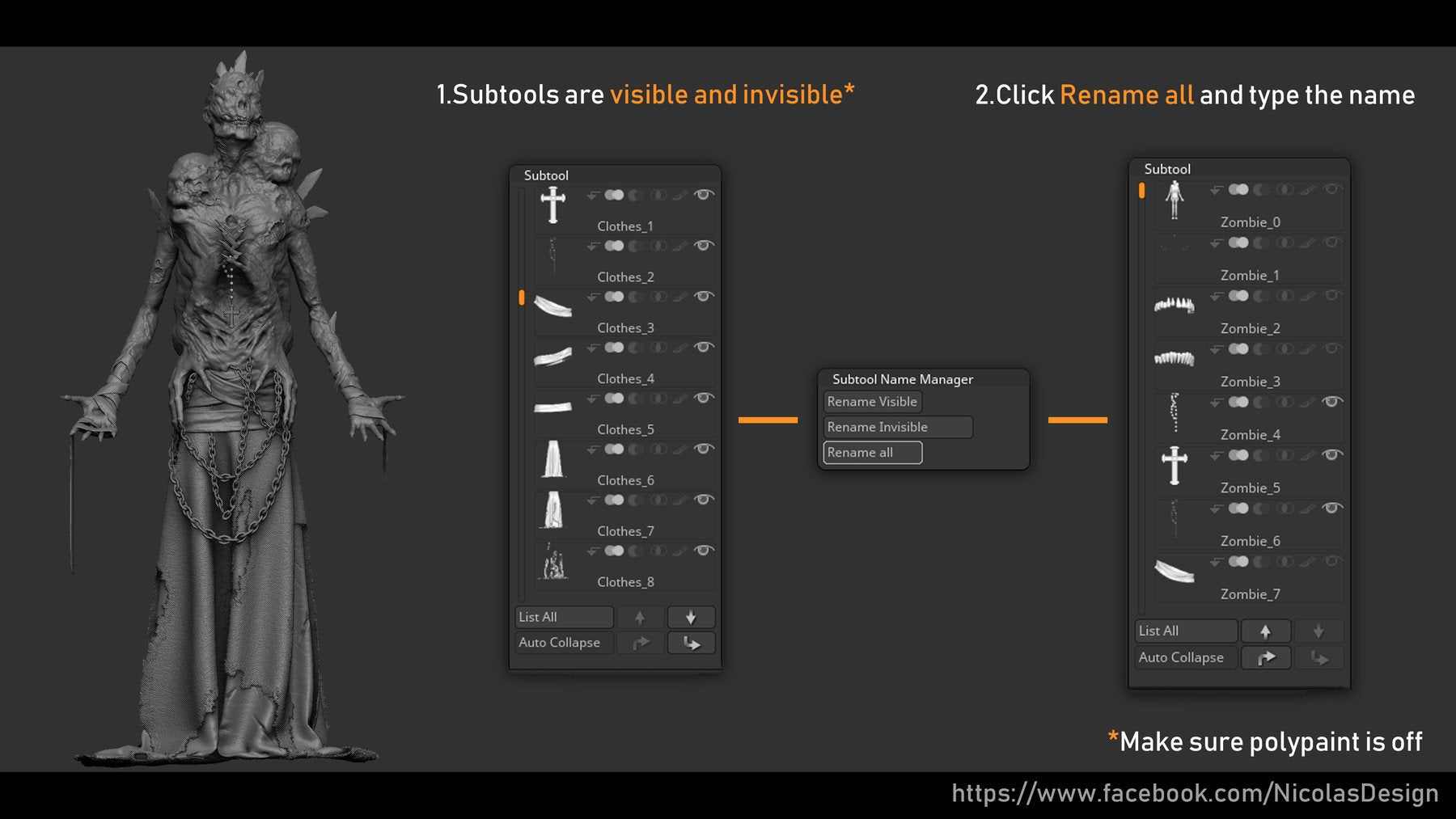 Zbrush - Subtool Name Manager